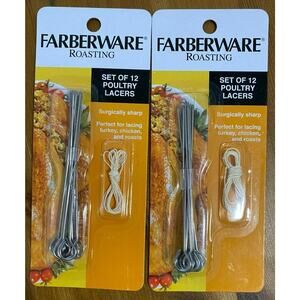 Farberware Roasting Set of 12 Poultry Lacers - 2 packs - NEW
